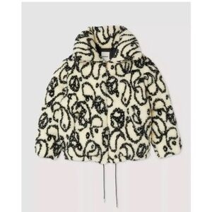 Sandro Black and White Patterned Down Filled Coat